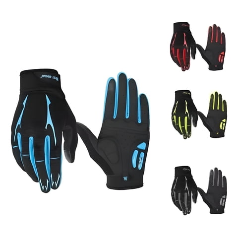 West Biking - Guantes Con Gel Ruta Y Mtb Dedo Largo Bicicleta Azul L