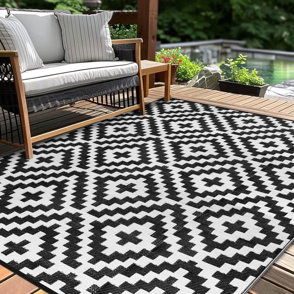 Alfombra para patio exterior Kalafun 122x183 cm impermeable reversible