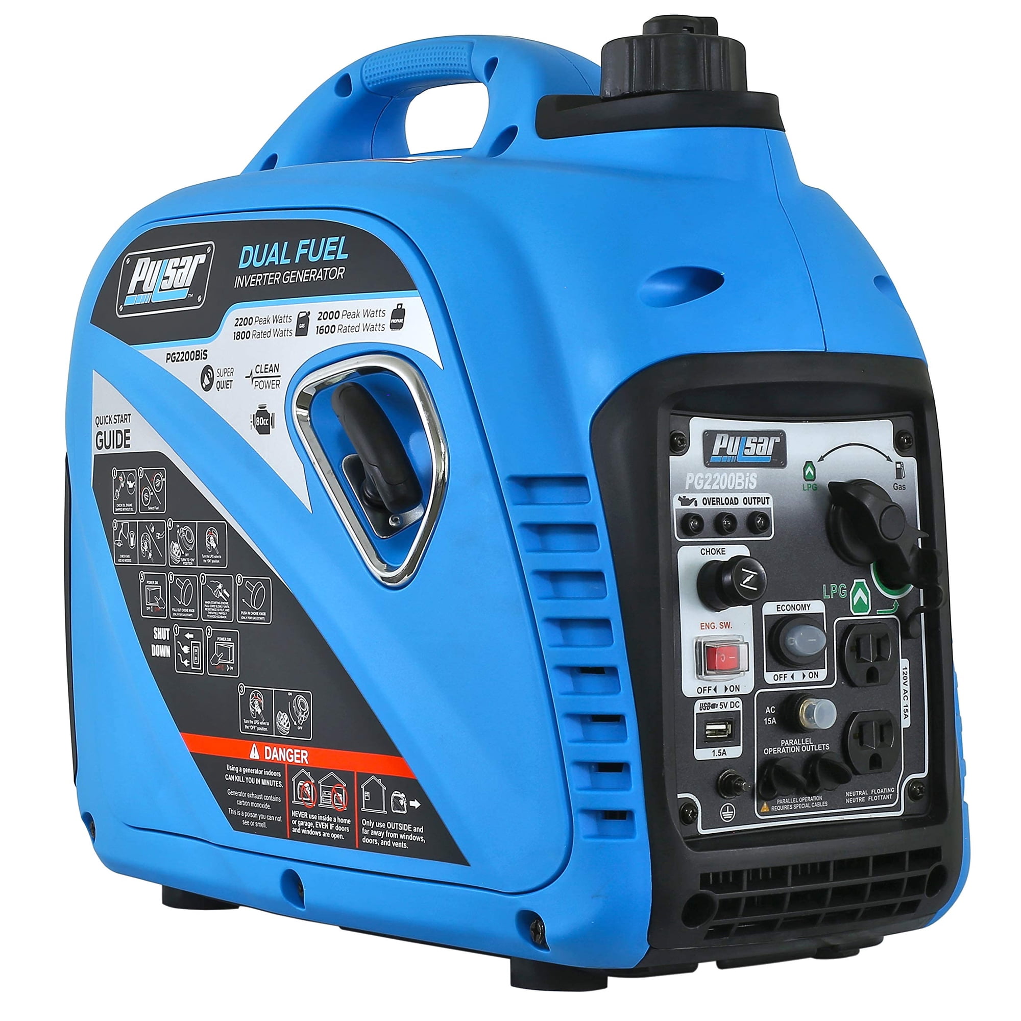 Generador Pulsar Pg2200bis Con Doble Inversor De Combustible De 2.200 W, 1,18 Galones