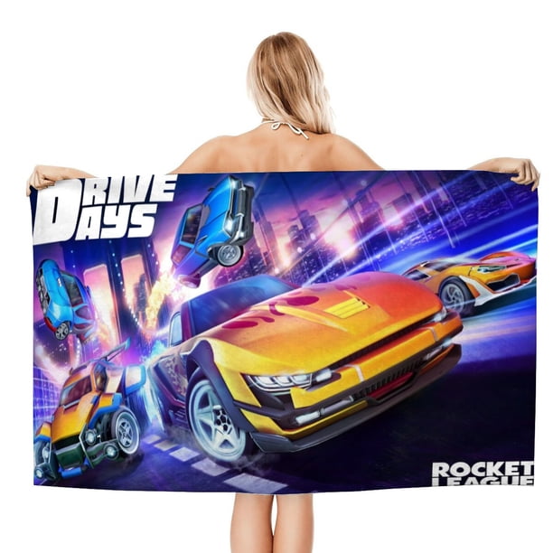 Rocket League Toalla de playa de secado rápido con diseño temático, regalo para mujeres y niñas, ideal para cumpleaños, fans, amantes de la música, uso en la playa o al aire libre, 78 × 180 cm