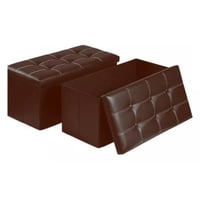 Genérico - Puff Baul Silla Plegable Ecocuero Organizador 38Cm X 76Cm Marron