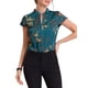thumbnail image 1 of Blusas de trabajo de satén INSPIRE CHIC para mujer, blusa casual de negocios vintage floral con mangas cortas XL azul marino, 1 of 7