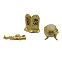 Magideal - 3X Utensilios Del Del Arca De , Estatua De Religión Judía De Metal, Varilla Germinada De Aarón, Tarro Dorado Para Decoración De Mesa 24 Cm 18 Cm