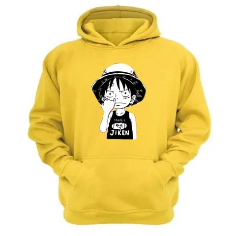 Genérico - Polerón Canguro Luffy Amarillo Talla M Unisex