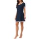 thumbnail image 4 of INSPIRE CHIC Camisón de Manga Corta para Mujer, Vestido de Dormir de Mezcla de Algodón Suave con Ribete en Contraste y Cuello en V para Primavera Verano XS Azul Marino, 4 of 6