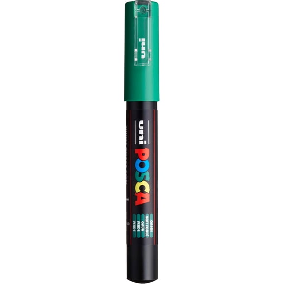 Marcador de pintura UNI POSCA PC-1MR a base de agua con punta extrafina, color verde