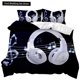 thumbnail image 1 of Headphones Duvet Cover Rock Music Melody Note Bedding Set Cool White Headset Boys Double Size Polyester Qulit Cover Bed Sheets, 1 of 5