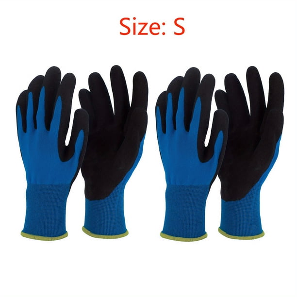 2 Pairs, Blue Gardening Gloves For Women Men, Protective Polyester And Nitrile Thornproof Work Gloves, Breathable Durable Touch-Screen Garden Gloves For Weeding Digging Raking Pruning (Large)