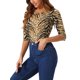 thumbnail image 4 of INSPIRE CHIC Camiseta Básica de Mujer con Mangas al Codo Cuello Redondo Ajustada Regreso a Clases Estampada Casual Apricot-Tiger L, 4 of 6