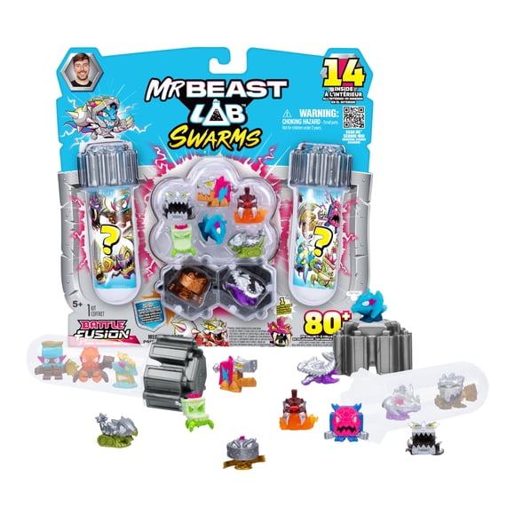 Paquete Mega Lab de Toy MrBeast Lab Swarms Battle Fusion con 14 bestias