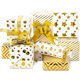 thumbnail image 1 of Whaline Gold Star Stripe Wrapping Paper, 8 Sheets, Gold and White, 1 of 3