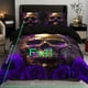 thumbnail image 1 of 3pcs Soft and Breathable Purple Rose Skull Pattern Duvet Cover Set for Bedroom, Guest Room, and Dorm Decor - Includes 1 Duvet Cover and 2 Pillowcases (Core Not Included), 1 of 3