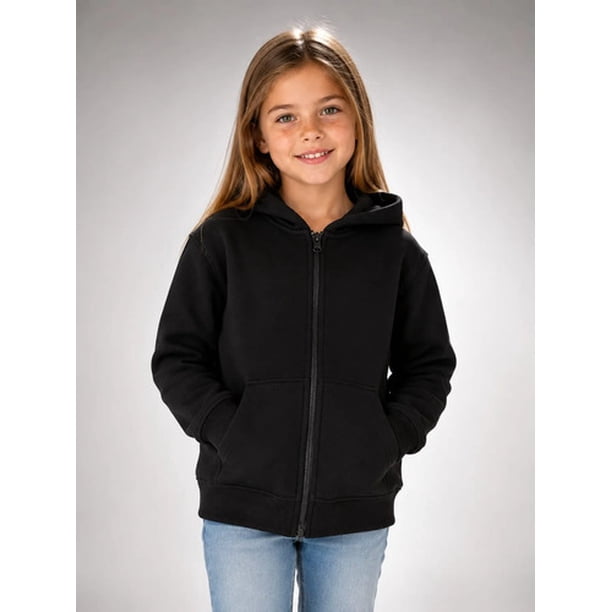 Poleron Canguro Con Cierre De Ninos 340g Basico 70/30 Casual 10 Negro Lisa