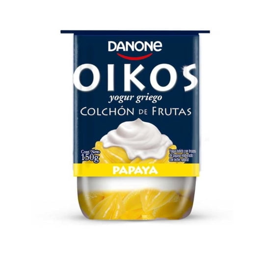 Yoghurt Griego Colchón De Frutas Con Trozos De Papaya Pote 150 g Oikos