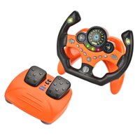 Magideal - Juego De Volante De Juguete De Simulación Con Pedal De Freno Con Música Ligera, Coordinación Mano-Ojo, Juego De Conducción Para Niños Al Aire Libre , Naranja