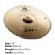 thumbnail image 2 of Crash Cymbal Zildjian Avedis Zildjian Company, 18 S, tamaño mediano, delgado, 18 cm, 2 of 7