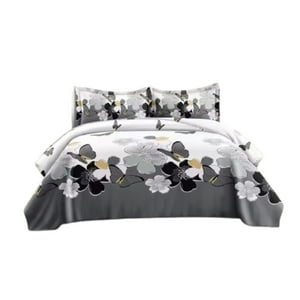 Genérico - Cubrecama Quilt Verano 2 Plazas - Gris Mariposa Kfl2033