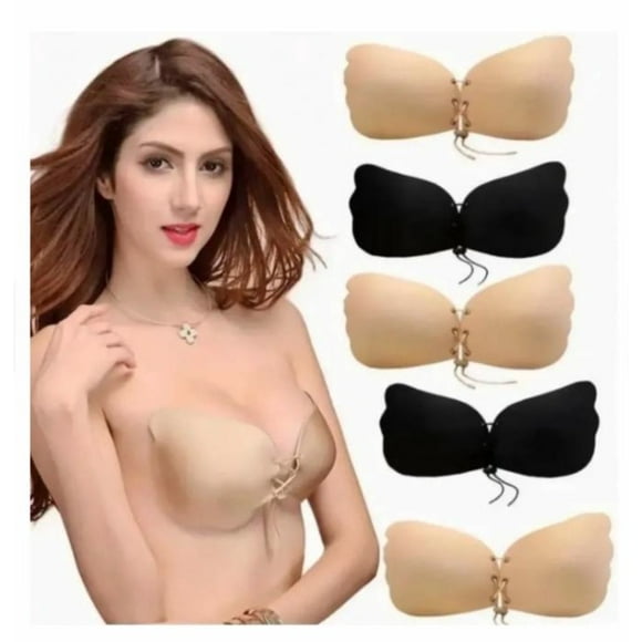 Sosten Push Up Sin Espalda Invisible Sujetador Adhesivo Negro L XL XXL