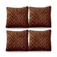Genérico - Pack De 4 Fundas De Cojines Diseño Espiga 45Cm X 45 Cm Marron