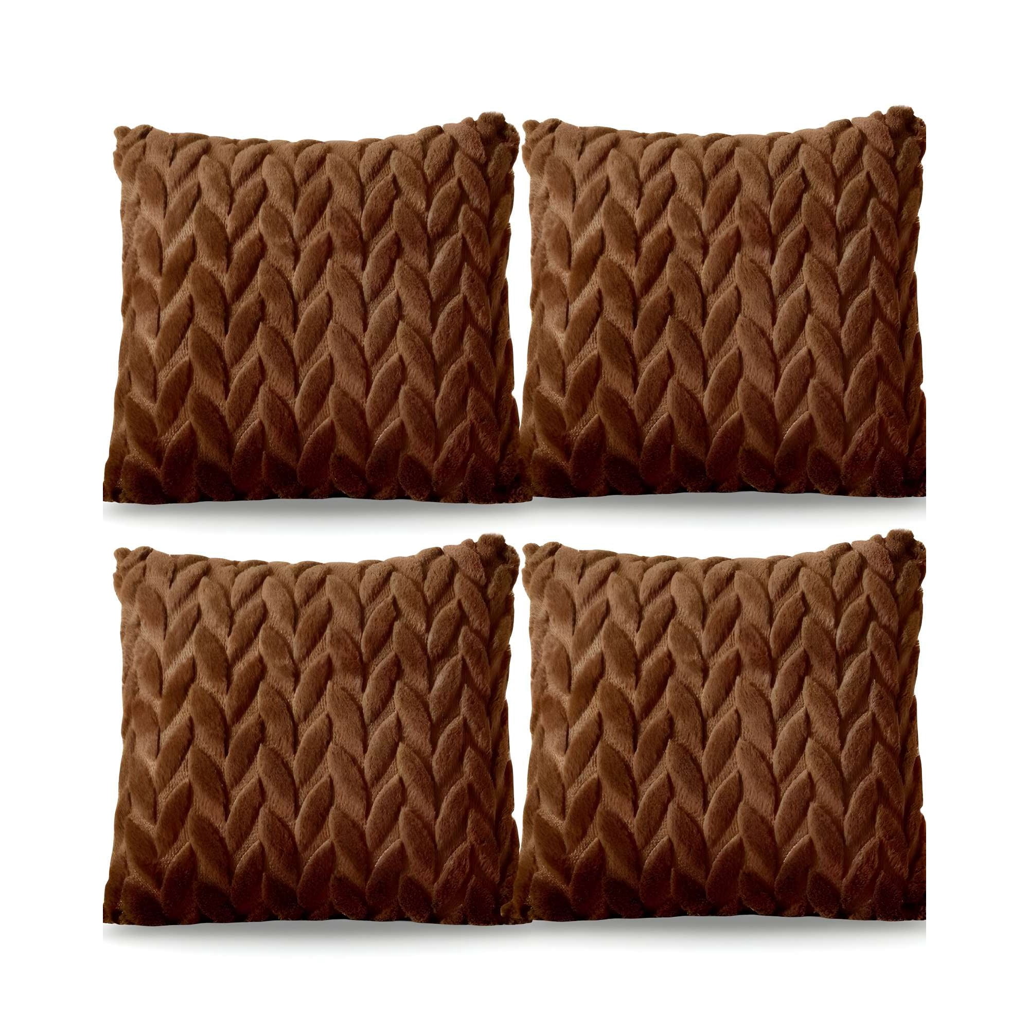 Genérico - Set De 4 Fundas De Cojines Diseño Espiga 45cm X 45 Cm Marron