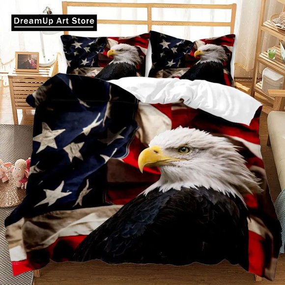 Fashion American Eagle Bedding Set Boys Girls Duvet Cover Pillowcase Bed Adult Bedroom