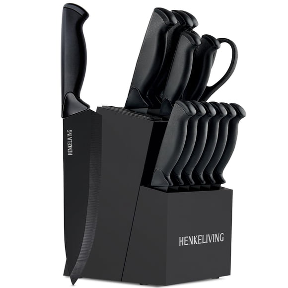 Juego de cuchillos HENKELIVING para cocina, 14 piezas, con bloque y afilador