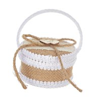 Magideal - Caja Para Anillos De Boda, Con Ranura Para 2 Anillos, Diseño De Corazón Doble, Romántica Caja De Yute Para Guardar Anillos, Ideal Para Ceremonias,