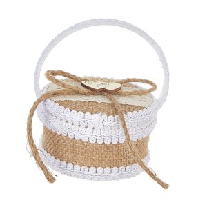 Magideal - Caja Para Anillos De Boda, Con Ranura Para 2 Anillos, Diseño De Corazón Doble, Romántica Caja De Yute Para Guardar Anillos, Ideal Para Ceremonias,