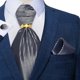 thumbnail image 3 of Corbata Gruesa Ascot, Anillo Dorado, Paño Y Colleras Hombres gris Talla Única, 3 of 6