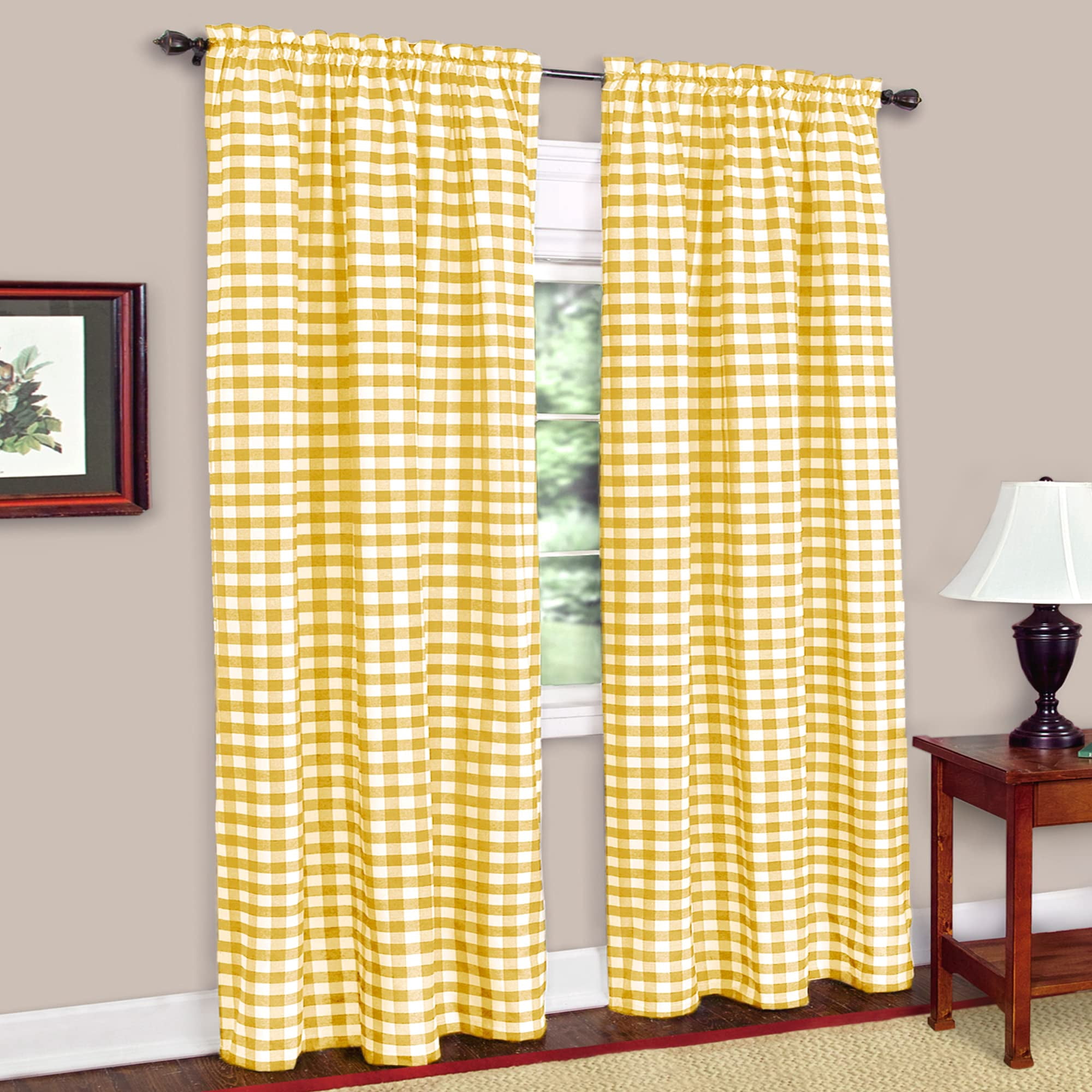 Cortinas De Panel Achim Buffalo Check 42 X 84 Pulgadas De Poliéster/algodón