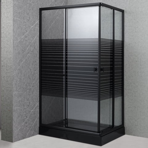 Joytek - Shower Rectangular Strava Negro 120X80Cm Con Receptáculo