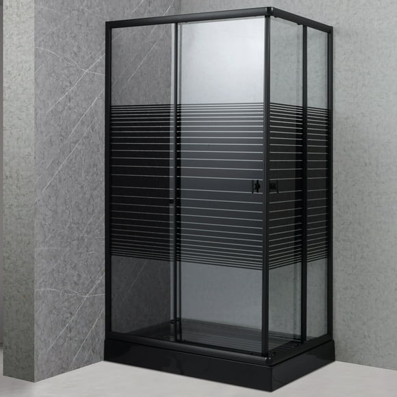 Shower Rectangular Strava Negro 120x80cm con Receptáculo