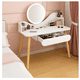 thumbnail image 1 of Tocador De Madera Con Espejo Y Taburete 80x40x122 Blanco Con Beige, 1 of 4