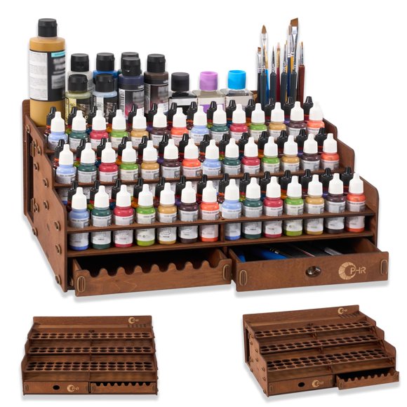 Caddy OPHIR 98 Agujeros Organizador de Pinturas de Madera con Acabado Nogal