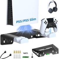Kit De Montaje De Pared Aaronmei Para Ps5 Slim Con Estación De Carga Rápida Negro