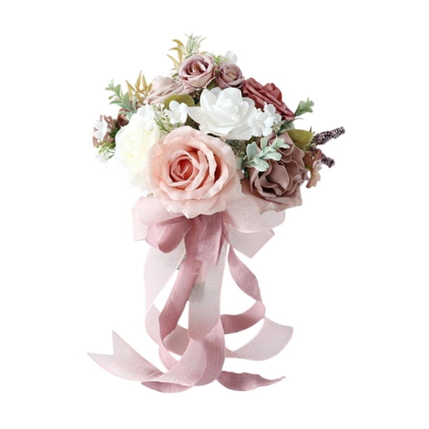Bouquet nupcial decoración de flores de mano nupcial adorno romántico lanzamiento flores de rosas para el día de San Valentín festival al aire libre Rosa oscuro