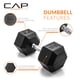 thumbnail image 3 of Mancuerna CAP Barbell de 55 lb recubierta de goma hexagonal cromada, 3 of 6