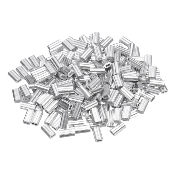 Uxcell 200 Piezas Manguito de Bucle de Engarce de Aluminio para Cable de Acero de 1/32" de Diámetro Doble Casquillo de Cable de Acero