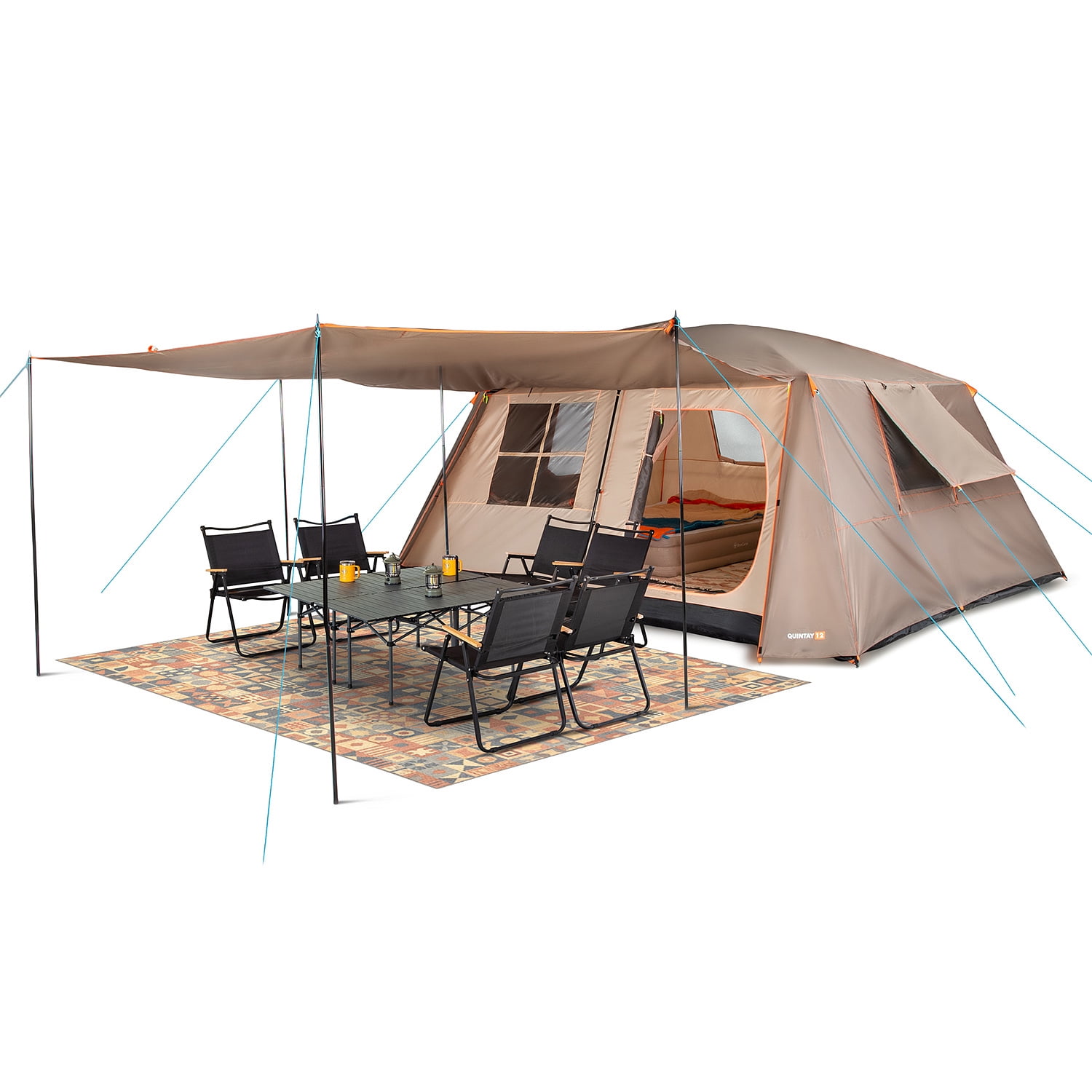 Carpa Camping Quintay 12 Personas Bosscamp 3000 Mm Cubre Techo Largo