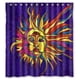 thumbnail image 1 of Cortina de ducha de estilo fantástico con diseño de sol, luna y estrellas, maravillosa y acogedora, con ganchos, tamaño 66 x 72 pulgadas., 1 of 3