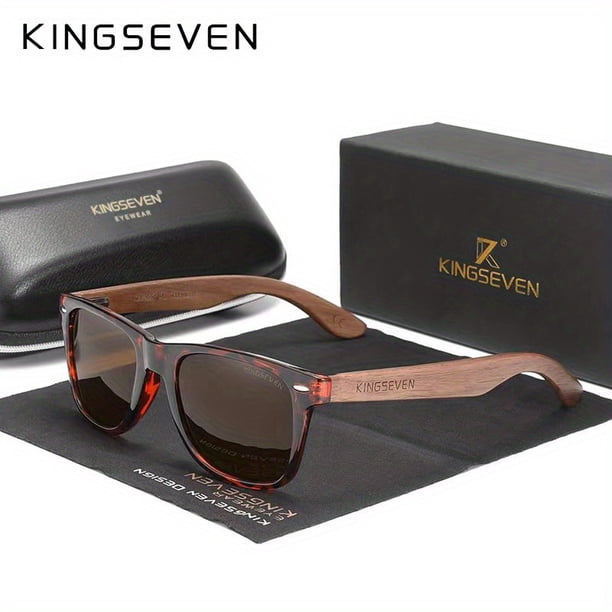 Handmade Wooden Sunglasses by KINGSEVEN - UV400 Protection, Polarized Lenses, Retro Design - Perfect for Men & Women!