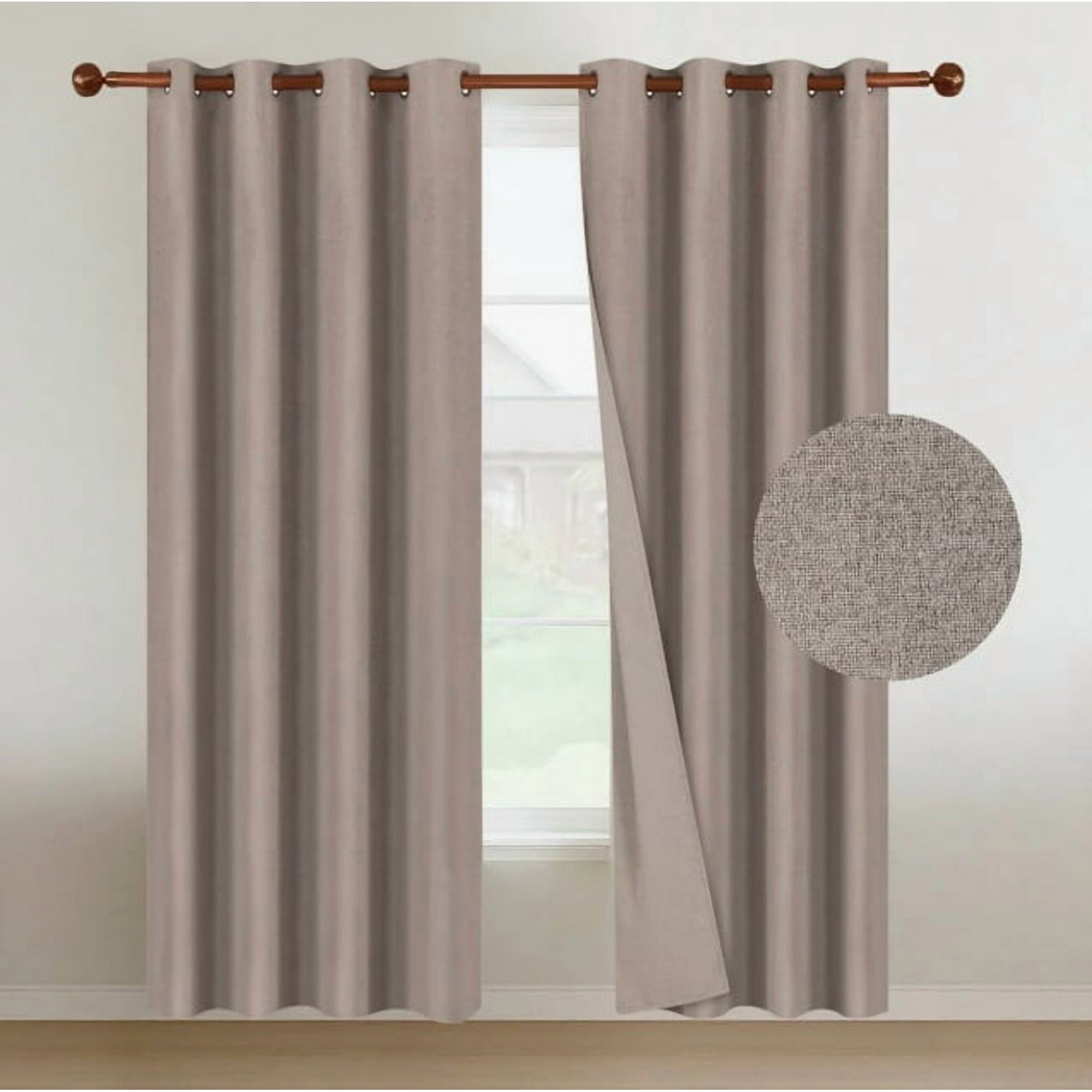 Atlas - Cortinas Blackout 2 Paños 140x220 Lino Doble Faz Beige