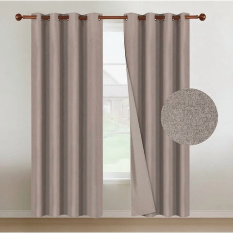 Atlas - Cortinas Blackout 2 Paños 140X220 Lino Doble Faz Beige