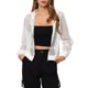 thumbnail image 1 of INSPIRE CHIC Chaqueta con puños acanalados para mujer, sudadera con capucha, chaqueta bomber de malla, talla L, color blanco, 1 of 6