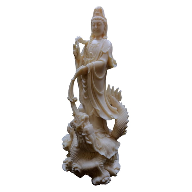 Estatua de Guanyin, regalo de decoración de Feng Shui, figura budista Kwan Yin, escultura tallada para chimenea, estantería de oficina, estantería de