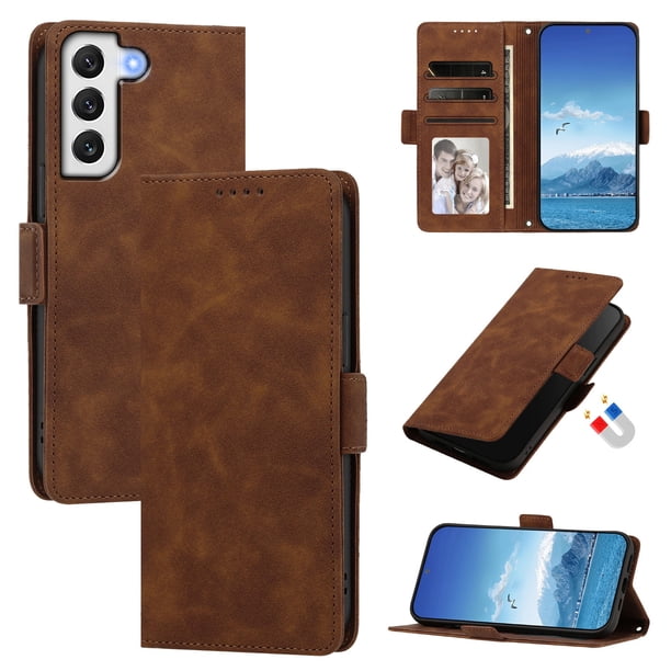Funda Billetera Delgada para Samsung Galaxy S23 FE 5G con Ranuras y Soporte Marrón