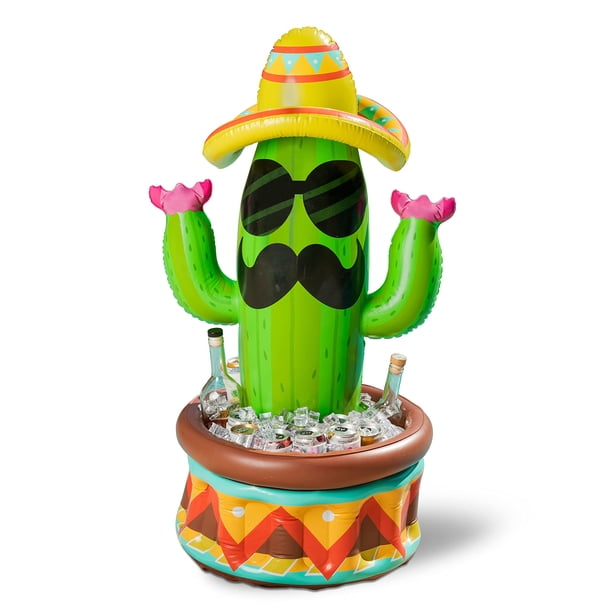 Enfriador Inflable de Cactus JOYIN de 43" con Sombrero para Fiesta, Suministros para Fiesta de Cinco de Mayo, Enfriador Inflable para Fiesta, Decoración para Fiesta en la Piscina