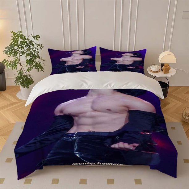 ATEEZ Choi Jongho Theme Bedding Set | Comfortable and Soft Polyester Duvet Cover and 2 Pillowcases Ideal for All Seasons Perfect Gift for Family and Friends