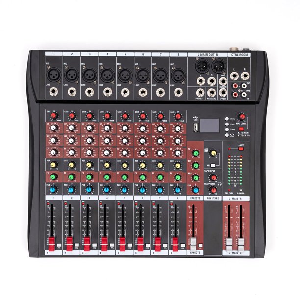 Mezclador de Audio BalaQiong de 8 Canales con Bluetooth y Alimentación Phantom de 48V