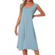thumbnail image 1 of INSPIRE CHIC Vestido de dormir largo de algodón para mujer con bolsillos, suave, sin mangas, cuello redondo, ropa de descanso, talla M, azul claro, 1 of 6